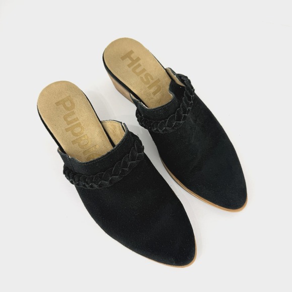 Hush Puppies Mules Womens 6.5 Black Suede Pointed Block Heels Comfort HPW01485 - Picture 1 of 10